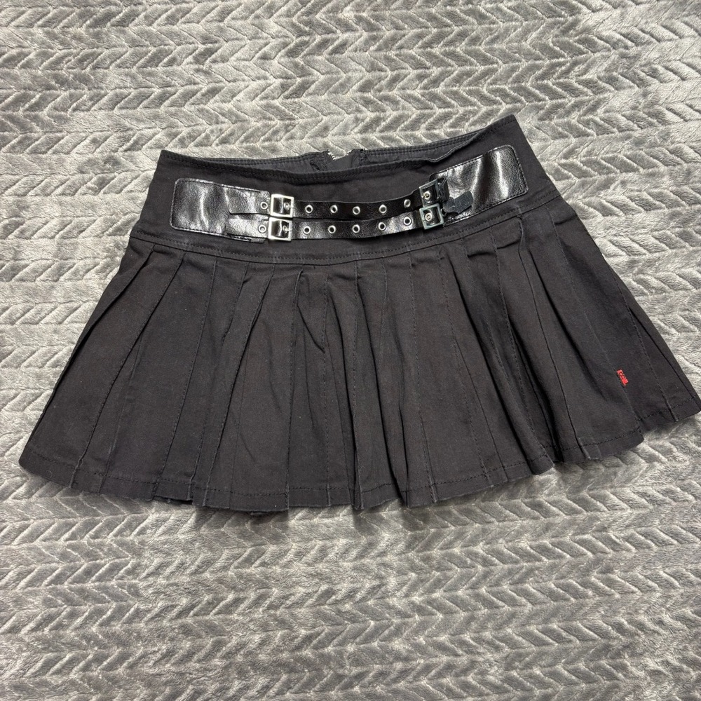Royal Bones Pleated Mini Skirt S Black Gothic Punk Buckle (1998)